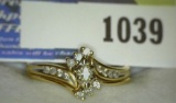 10K Yellow 15 Diamond Wedding and Engagement Ring Set. Center stone is a Marquis cut. Size 8.