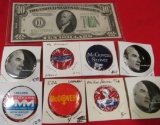 Series 1934A U.S. Ten Dollar Federal Reserve Note, C62/825 Plate numbers, AU & a group of George McG