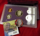 1993 S U.S. Proof Set, original as issued; & a Marilyn Monroe enameled Kennedy Half Dollar, BU.