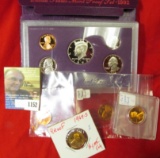 1992 S U.S. Proof Set, original as issued & (4) 1969 S Proof Lincoln Cent Singles.