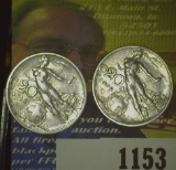 1909R & 1912R Italy 20 Centimes, each has Naked woman flying through the clouds.