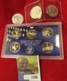 1966P, 67P, & 68 D 40% Silver Kennedy Half Dollars & 2007 S Proof Five-piece Set of Statehood Quarte