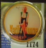 Marilyn Monroe enameled Brilliant Uncirculated Medal with Nude reverse.
