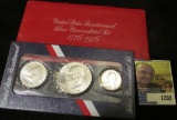 1776-1976 S Three-Piece Silver Bicentennial U.S. Mint Set in origina holder as issued.