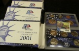 (4) 2001 S U.S. Proof Sets, all original as issued and containing 11 coins each.