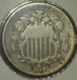 1866 Shield Nickel With Rays