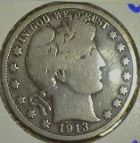 1913 P Barber Half Dollar