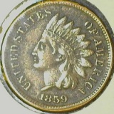 1859-Cn Indian Head Cent With Full Liberty In The Headdress