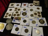 Hodgeposge Coin Lot Includes Proof Kennedy Half Dollars, Wheat Cents, Tokens, V Nickels, British Cro