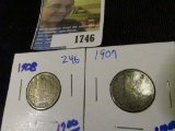 1908 And 1907 V Nickels