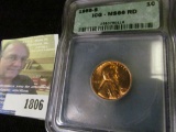 1955 S Lincoln Cent ICG slabbed MS66 RD.