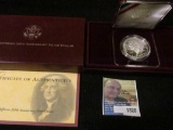 1743-1993 S Thomas Jeffersonm 250th Anniversary Proof Silver Dollar in original box of issue with C.