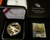 2012 West Point Infantry Soldier Commemorative Silver Dollar in original box of issue with C.O.A.