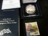 2007 P Little Rock Central High School Desegregational Proof Silver Dollar in original box of issue.
