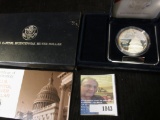 1994 S U.S. Capitol Proof Silver Dollar in original box of issue with C.O.A.