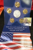 2008 United States Mint Annual Uncirculated Dollar Set. Includes 2008 D Sacagawea Dollar, & presiden