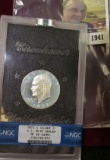 NGC slabbed 1973 S Silver Proof Eisenhower Dollar. 