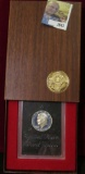 1972 S Silver Proof Eisenhower Dollar in original brown box and plastic case.