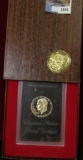1974 S Silver Proof Eisenhower Dollar in original brown box and plastic case.