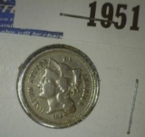 1869 U.S. Three Cent Nickel.
