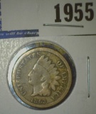 1863 Copper-Nickel Indian Head Cent, Popular Civil War Date.