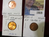 (3) 1970 S Variety Lincoln Cents, couple are BU.