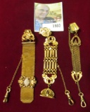Three ornate Gold-filled Antique Watch Chains.
