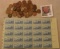 Block of (25) Mint Three Cent Scott # 1000 Stamps; & (50) Old Wheat Cents.