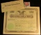 1908 Canceled check and a Capital Stock Certificate for Two Shares 