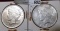 1922 P & 23 D U.S. Silver Peace Dollars.