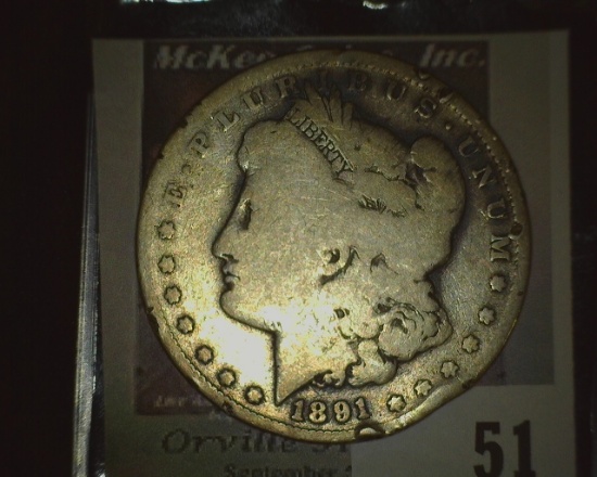 1891 New Orleans Mint Morgan Silver Dollar.