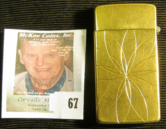 "Scripto USA Butane" Lighter, Gold-plated, engraved case.