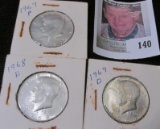 1967P, 68D, & 69D 40% Silver Brilliant Uncirculated Kennedy Half Dollars.