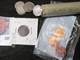 (3) 2009 Commemorative BU Lincoln Cents; 1873 Indian Head Cent; & a roll of forty nicely dated Buffa