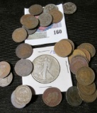 1935 S Walking Liberty Half Dollar & (28) Old Indian Cents with various dates and grades.
