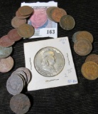 1952 D Franklin Half Dollar & (25) Old Indian Cents with various dates and grades.