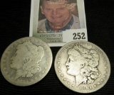 1884 S & 1885 S Morgan Silver Dollars.
