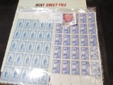 Mint Sheet Stamp File and (50) Mint Three Cents stamps #982 & #989.