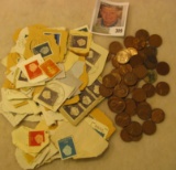 Group of (50) Old U.S. Wheat Cents & (115) Old Stamps from the Netherlands.