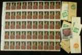 (19) Postal Card Stamps (some uncanceled); & Mint Sheet of (50) Six Cent Scott # 1363 U.S. Stamps.