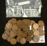 (4) Scott # 246 type U.S. Stamps, details not determined; & (50) Wheat back Lincoln Cents.