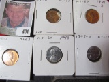 1941D, S, 42S, 43P, & D Lincoln Cents. All Brilliant Uncirculated.