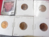 1937D, 38P, D, S, & 40P Lincoln Cents. All Uncirculated.