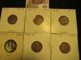 1931P EF, 31D G, 32P G, 32D EF, 34D Brown AU, & 35D BU Lincoln Cents, all carded and ready to be pri