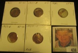 1931P EF, 31D G, 32P VF, 32D EF, & 34D Brown Uncirculated Lincoln Cents, all carded and ready to be