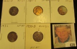 1930D AU, 30S VF, 31D EF, 32P EF, & 32D AU Lincoln Cents, all carded and ready to be priced for the