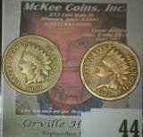 1859 & 1861 Copper-nickel Indian Head Cents, both Good.