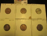 1929P EF, 29D AU, 29S VF, 30P AU, 30D AU, & 30S VF Lincoln Cents, all carded and ready to be priced