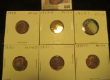 1929P EF, 29D AU, 29S VF, 30P BU, 30D AU, & 30S Choice AU Lincoln Cents, all carded and ready to be