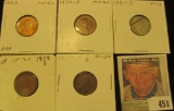 1929P Unc, 29D AU, 29S VF, 30D Brown Unc, & 31S Fine Lincoln Cents, all carded and ready to be price